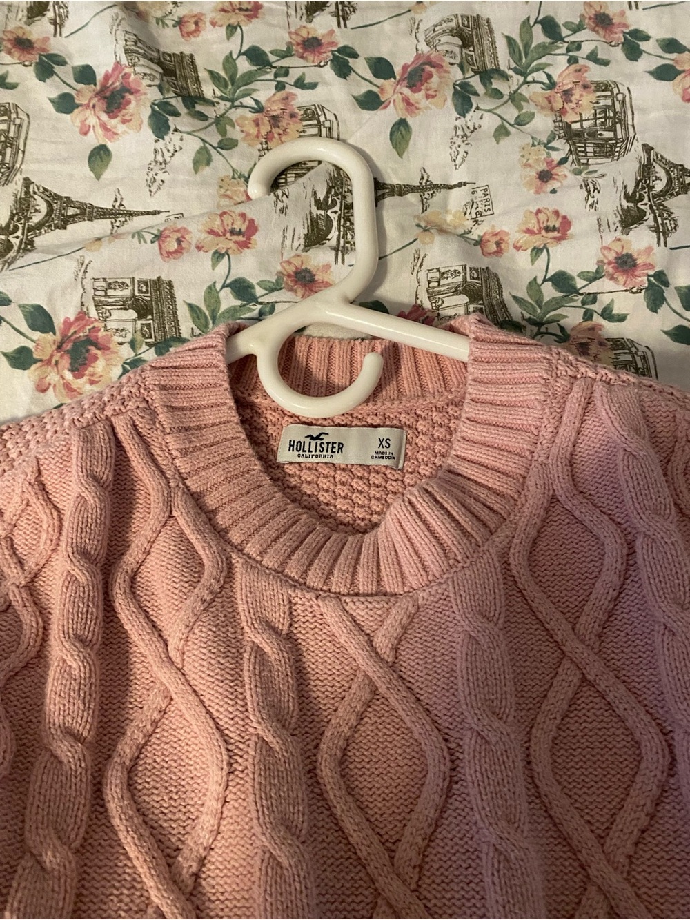 Hollister Pink Boxy Cable Knit Sweater